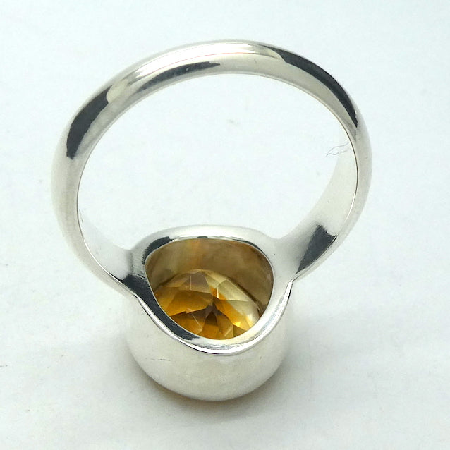 Citrine Ring Faceted Oval | 925 Sterling Silver | Besel Set |  US Size 7.75 | AUS Size P | Natural Unheated Large stones, flawless, constant colour  | Abundant Energy Repel Negativity | Aries Gemini Leo Libra | Genuine Gems from Crystal Heart Melbourne Australia  since 1986