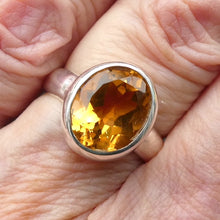 Load image into Gallery viewer, Citrine Ring Faceted Oval | 925 Sterling Silver | Besel Set |  US Size 7.75 | AUS Size P | Natural Unheated Large stones, flawless, constant colour  | Abundant Energy Repel Negativity | Aries Gemini Leo Libra | Genuine Gems from Crystal Heart Melbourne Australia  since 1986