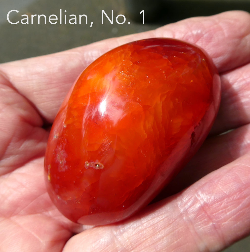 Carnelian Freeform Polished pieces | Deep to pale veined orange red | Hand sized for meditation or healing |  Stimulate Spiritual Creative Energy, gestation | Ground Scattered Thoughts | Aries Leo Cancer Star Stone  | Genuine Gemstones from Crystal Heart Melbourne since 1986