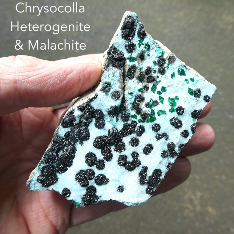 Chrysocolla Specimen with Malachite & Heterogenite