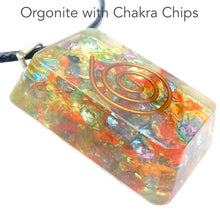 Load image into Gallery viewer, Orgone Crystal Pendant | Orgonite embedded with Rainbow Chakra Crystal Chips | Genuine Gems from Crystal Heart Melbourne since 1986Orgone Crystal Pendant | Orgonite embedded with Rainbow Chakra Crystal Chips | Genuine Gems from Crystal Heart Melbourne since 1986