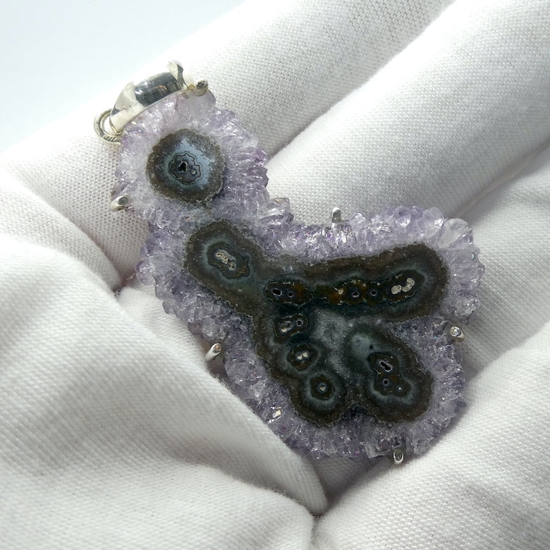 Amethyst Stalactite Slice Pendant | Large Crystal Flower | Claw Set | 925 Silver | Genuine Gems from Crystal Heart Melbourne Australia since 1986