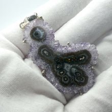 Load image into Gallery viewer, Amethyst Stalactite Slice Pendant | Large Crystal Flower | Claw Set | 925 Silver | Genuine Gems from Crystal Heart Melbourne Australia since 1986