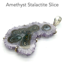 Load image into Gallery viewer, Amethyst Stalactite Slice Pendant | Large Crystal Flower | Claw Set | 925 Silver | Genuine Gems from Crystal Heart Melbourne Australia since 1986