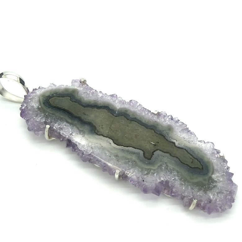 Amethyst Stalactite Slice Pendant | Large Crystal Flower | Claw Set | 925 Silver | Genuine Gems from Crystal Heart Melbourne Australia since 1986