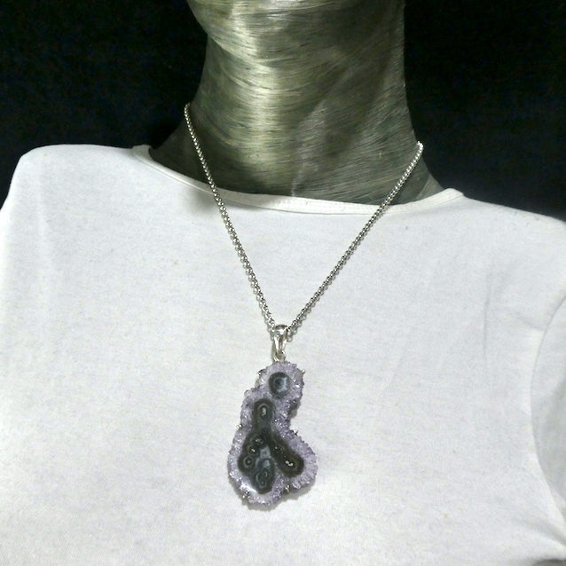 Amethyst Stalactite Slice Pendant | Large Crystal Flower | Claw Set | 925 Silver | Genuine Gems from Crystal Heart Melbourne Australia since 1986