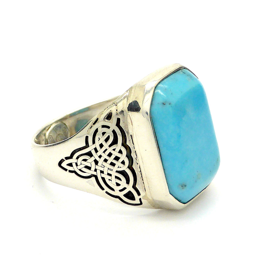 Arizona Turquoise 925 Sterling Silver Unisex Ring | Laser cut Celtic Knotwork | Italian Design | Crystal Heart Gemstone Jewellery Melbourne Australia since 1986