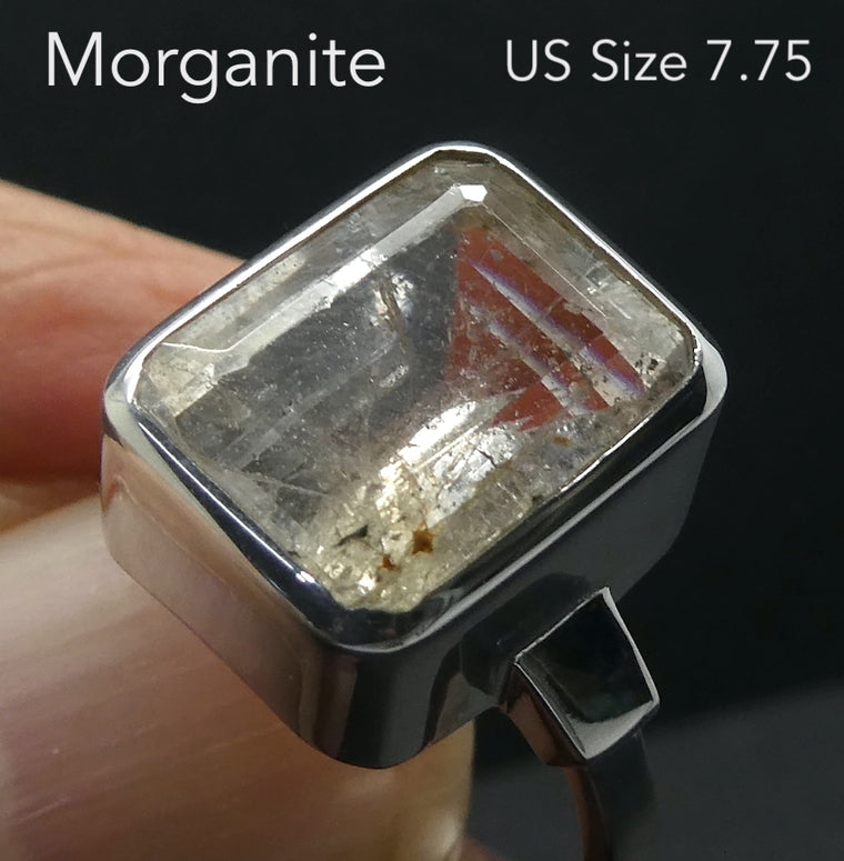 Morganite Ring, Faceted Oblong, 925 Sterling Silver, p2