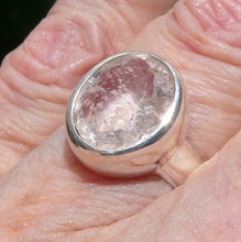 Load image into Gallery viewer, vMorganite Ring | Large Faceted Oval | Pink Beryl | Good Color &amp;Translucency | 925 Sterling Silver | Besel Set | Comfy Curved Bezel | US Size 7.5 | AUS Size P | Divine Love | Libra Stone | Genuine Gems from Crystal Heart Melbourne Australia since 1986