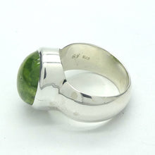 Load image into Gallery viewer, Peridot Ring | Oval Cabochon | 925 Sterling Silver| Besel set | Generous Band | 95% Silver | US Size 7.25 | AUS Size O | Superbly Handcrafted Ancient Style not out of place in Ancient Rome | Overcome nervous tension | Joyful Heart | Genuine gems from Crystal Heart Melbourne Australia since 1986
