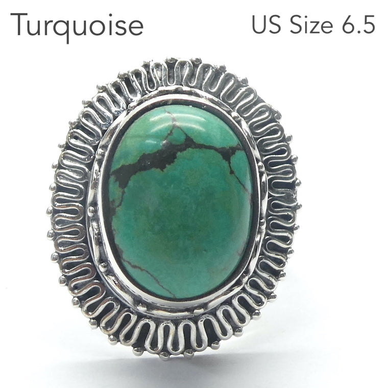Turquoise Ring, Oval cabochon, 925 Silver ks1