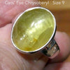 Cat's Eye Chrysoberyl Ring | Bright Yellow with hint of Green  | 925 Sterling Silver | Simple well made setting | Bezel Set | Open Back | US Size 9 | AUD Size LR1/2 | Energise | Protect | Focus Thought | Positive | Genuine Gems from Crystal Heart Melbourne Australia since 1986