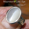 Moonstone Ring | Oval Cabochon | Polished to emphasise the cats eye chatoyancy | GUS Size 7  | Aus Size N1/2 | 925 Sterling Silver |  Cancer Libra Scorpio Stone | Genuine Gems from Crystal Heart Melbourne Australia 1986
