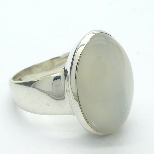 Moonstone Ring | Oval Cabochon | Polished to emphasise the cats eye chatoyancy | US Size 8  | Aus Size P1/2 | 925 Sterling Silver |  Cancer Libra Scorpio Stone | Genuine Gems from Crystal Heart Melbourne Australia 1986