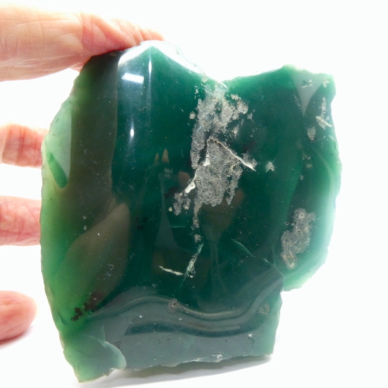 Emerald Chrysoprase | Chrome chalcedony | Mtorolite | Zimbabwe | Natural slice | One side polished | Genuine Gemstones from Crystal Heart Melbourne Australia since 1986