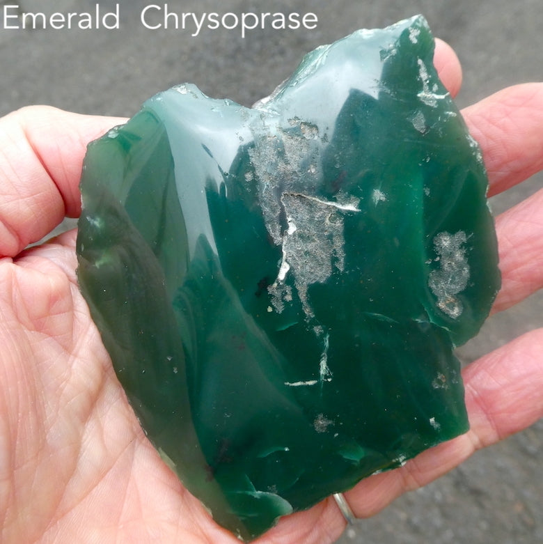 Emerald Chrysoprase | Chrome chalcedony | Mtorolite | Zimbabwe | Natural slice | One side polished | Genuine Gemstones from Crystal Heart Melbourne Australia since 1986