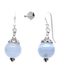 Blue Lace Agate Earrings | 925 Sterling Silver | 12 mm beads | Fair Trade | Throat Chakra Communication | Genuine Gems from Crystal Heart Melbourne Australia since 1986