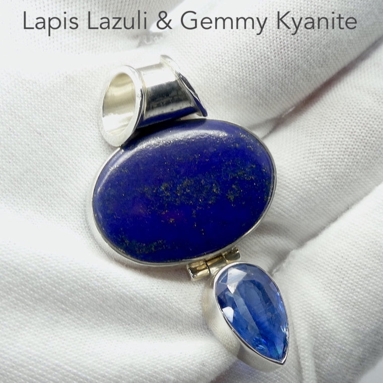 Lapis Lazuli Pendant with faceted Blue Kyanite, 925 Silver s3