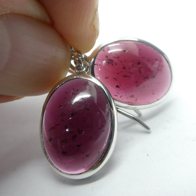Red Garnet Earrings | Large Cabochon Ovals |  925 Sterling Silver | Energising, Warm, Centering  | Genuine Gems from Crystal Heart Melbourne Australia since 1986