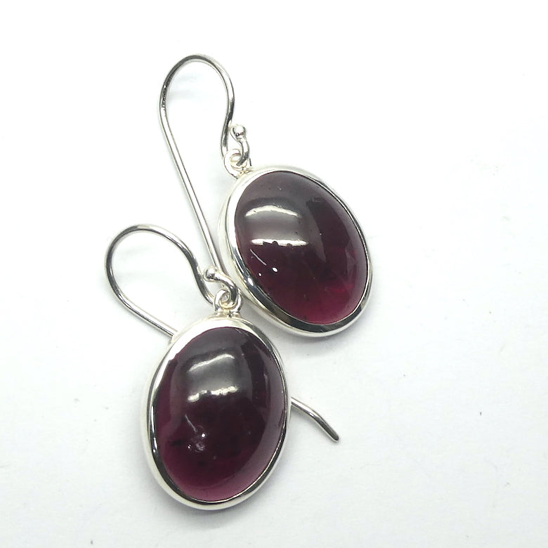 Red Garnet Earrings | Large Cabochon Ovals |  925 Sterling Silver | Energising, Warm, Centering  | Genuine Gems from Crystal Heart Melbourne Australia since 1986