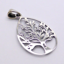 Load image into Gallery viewer, Pendant Tree in blossom | 925 Sterling silver, Drop 36 mm | Tear drop shape | Australian Supplier | Melbourne Australia