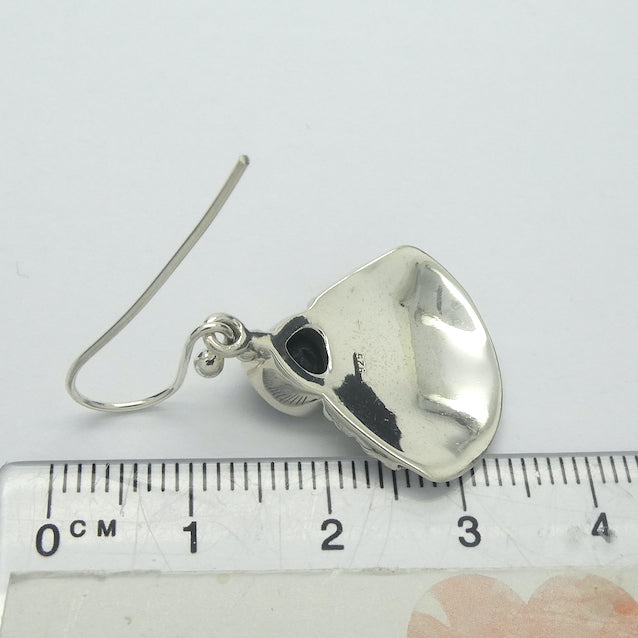 Black Spinel Earrings | Teardrop Facets | Ornate Silver Fan | Elegant Style | 925 Sterling Silver | Genuine Gems from Crystal Heart Melbourne Australia since 1986