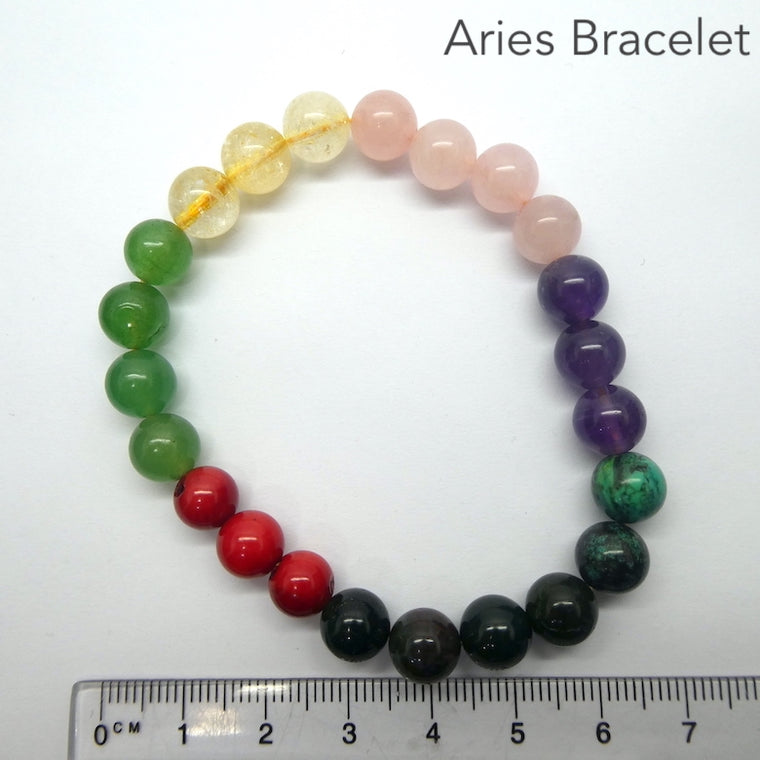 Aries Zodiac Stretch Bead Bracelet