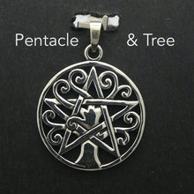 Load image into Gallery viewer, Tree embracing Pentacle Pendant |  925 Sterling Silver | balance and harmony of human consciousness with the 4 elements of Nature |  protection charm | nature based belief systems |  Trees also powerful spirits of Natural harmony | Crystal Heart Melbourne Australia since 1986