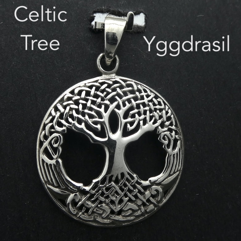 Pendant Celtic World Tree | Yggdrasil | 925 Sterling Silver | Magical Ancient Representation shows the 3 worlds (lower middle upper) with Celtic weaving detail | Crystal Heart Melbourne Australia since 1986
