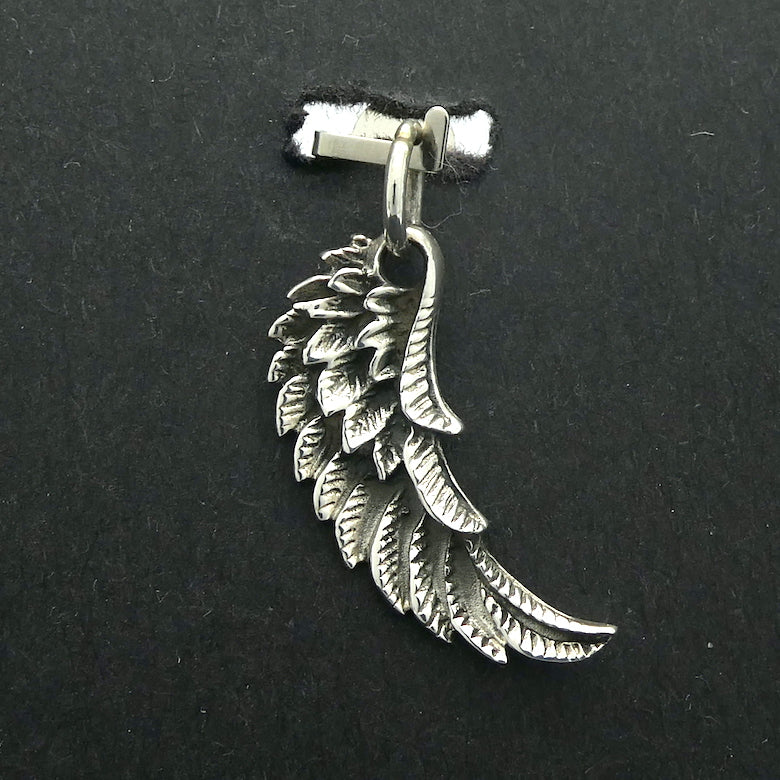 Wing Pendant, Small with Finely Detailed Feathers, 925 Silver