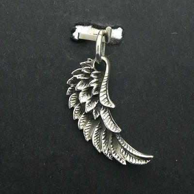 Wing Pendant, Small with Finely Detailed Feathers, 925 Silver