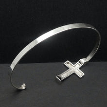 Load image into Gallery viewer, Bracelet Bangle with Invisible  Clasp | 925 Sterling Silver | Empowering Christian Cross Symbol | Crystal Heart Melbourne Australia since 1986