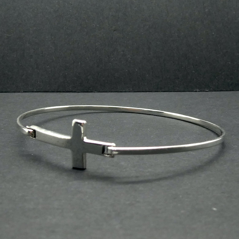 Bracelet Bangle with Invisible  Clasp | 925 Sterling Silver | Empowering Christian Cross Symbol | Crystal Heart Melbourne Australia since 1986