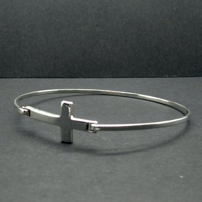 Bracelet Bangle with Invisible  Clasp | 925 Sterling Silver | Empowering Christian Cross Symbol | Crystal Heart Melbourne Australia since 1986
