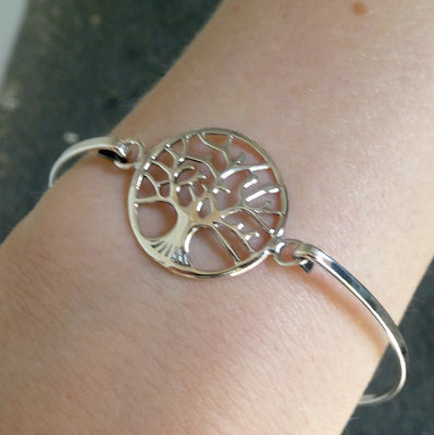 Bracelet Bangle | Invisible clasp | 925 Sterling Silver | Tree of Life | Crystal Heart Melbourne Australia since 1986