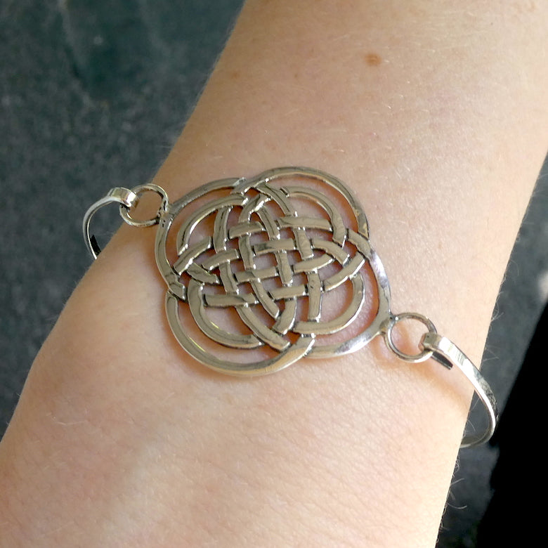 Bracelet Bangle with Invisible clasp | 925 Sterling Silver | Celtic Knotwork | Balance the 4 elements | Crystal Heart Melbourne Australia since 1986