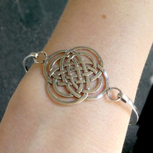 Load image into Gallery viewer, Bracelet Bangle with Invisible clasp | 925 Sterling Silver | Celtic Knotwork | Balance the 4 elements | Crystal Heart Melbourne Australia since 1986