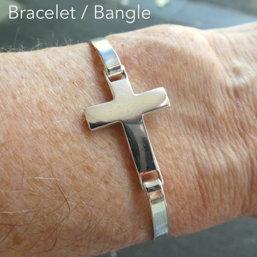 Bracelet Bangle with Invisible  Clasp | 925 Sterling Silver | Empowering Christian Cross Symbol | Crystal Heart Melbourne Australia since 1986