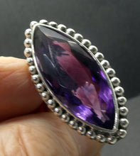 Load image into Gallery viewer, Amethyst Ring | Large Faceted Marquis | Flawless AA grade deep purple | 925 Sterling Silver | Silver ball work around stone | US Size 9.25 | AUS Size Q | Genuine Gems from Crystal Heart Australia since 1986