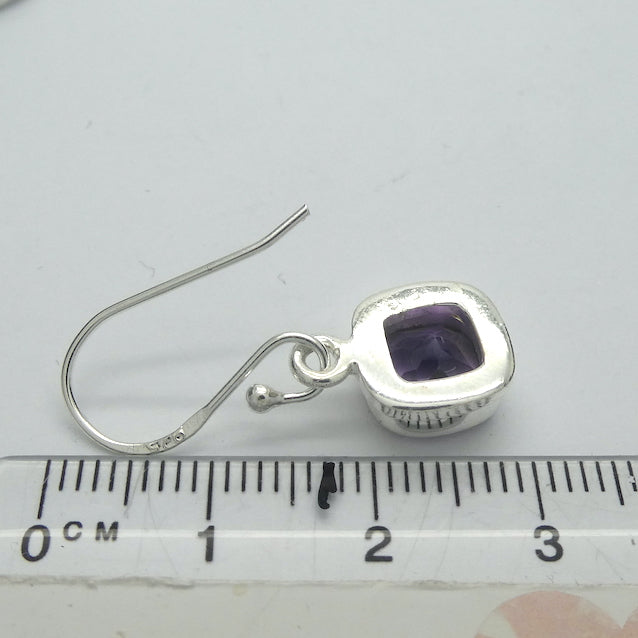 Amethyst Set | Faceted Square Stones | Earrings, Pendant, Ring | 925 Sterling Silver | Ring Size US 7 or 9 | Genuine Gems from Crystal Heart Australia since 1986