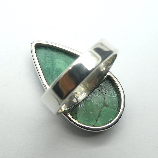 Malachite Ring | Large Teardrop Cabochon | Strong Bezel Setting |  Open Backed | Wide Band | 925 Sterling Silver |  US Size Adjustable 7 to 9 | Detox, Feminine Power, Healing Nature | Capricorn Scorpio | Genuine Gems from Crystal Heart Melbourne Australia since 1986