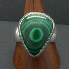 Load image into Gallery viewer, Malachite Ring | Teardrop Cabochon | Strong Bezel Setting |  Open Backed | Wide Band | 925 Sterling Silver |  US Size 7  | AUS Size N1/2 | Detox, Feminine Power, Healing Nature | Capricorn Scorpio | Genuine Gems from Crystal Heart Melbourne Australia since 1986