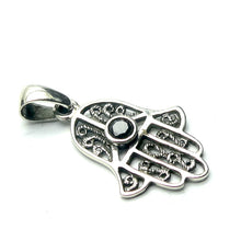 Load image into Gallery viewer, Hamsa Hand Pendant with Gemstone, 925 Silver