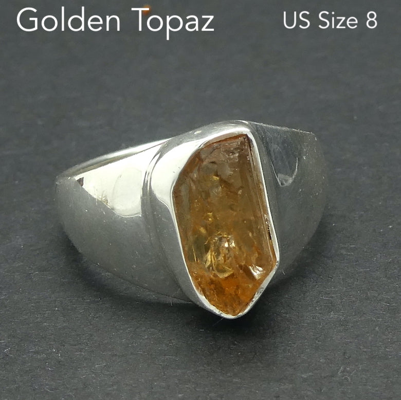 Golden Topaz Ring | Raw Gem Quality nugget | Solid Signet Style in 925 Sterling Silver | Scorpio Stone | Warm fulfilling healing energy | Emotional independence | Manifestation | Genuine Gems from Crystal Heart Melbourne since 1986