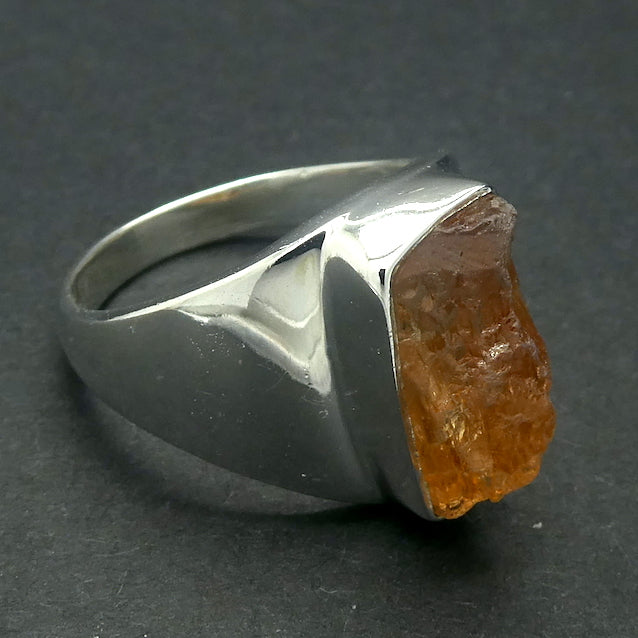 Golden Topaz Ring | Raw Gem Quality Crystal  | Solid Signet Style in 925 Sterling Silver | US Size 7.5 | AUS Size O1/2 | Scorpio Stone | Warm fulfilling healing energy | Emotional independence | Manifestation | Genuine Gems from Crystal Heart Melbourne since 1986