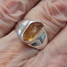 Load image into Gallery viewer, Golden Topaz Ring | Raw Gem Quality nugget | Solid Signet Style in 925 Sterling Silver | Scorpio Stone | Warm fulfilling healing energy | Emotional independence | Manifestation | Genuine Gems from Crystal Heart Melbourne since 1986