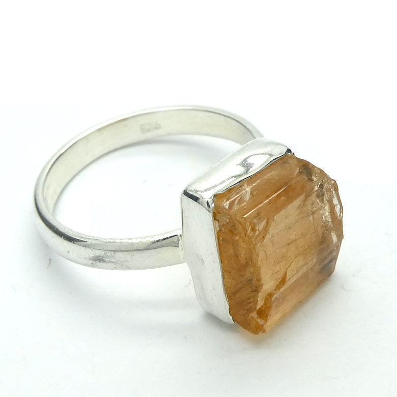 Golden Topaz Ring | Nice Clear Raw Crystal  | Bezel Set | Open Back |  925 Sterling Silver | US Size 7.5 | AUS Size O1/2 | Scorpio Stone | Warm fulfilling healing energy | Emotional independence | Manifestation | Genuine Gems from Crystal Heart Melbourne since 1986