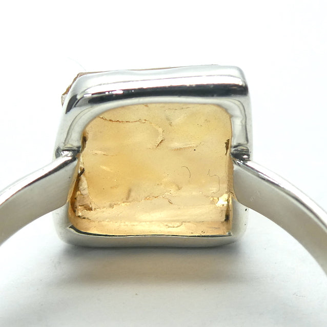 Golden Topaz Ring | Nice Clear Raw Crystal  | Bezel Set | Open Back |  925 Sterling Silver | US Size 7.5 | AUS Size O1/2 | Scorpio Stone | Warm fulfilling healing energy | Emotional independence | Manifestation | Genuine Gems from Crystal Heart Melbourne since 1986