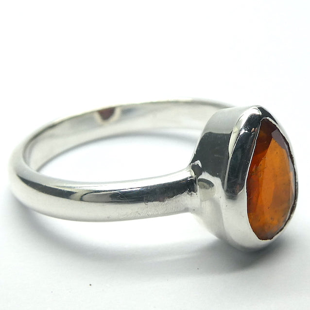 Kyanite Ring | Mandarin Orange Gemstone | Faceted Teardrop | 925 Sterling Silver | US Size 7 | AUS Size N1/2 | Stimulating Mental and Physical Energy | Uplift and protect the Heart | Deflect negative energy | Genuine Gems from Crystal Heart Melbourne Australia since 1986