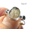 Raw Natural Moldavite Ring with faceted Moldavite outriders  | 925 Sterling Silver | Open back | US Size 7, 8, 8.25 | Green Obsidian |  CZ Republic | Intense Personal Heart Transformation | Scorpio Stone | Genuine Gems from Crystal Heart Melbourne Australia since 1986